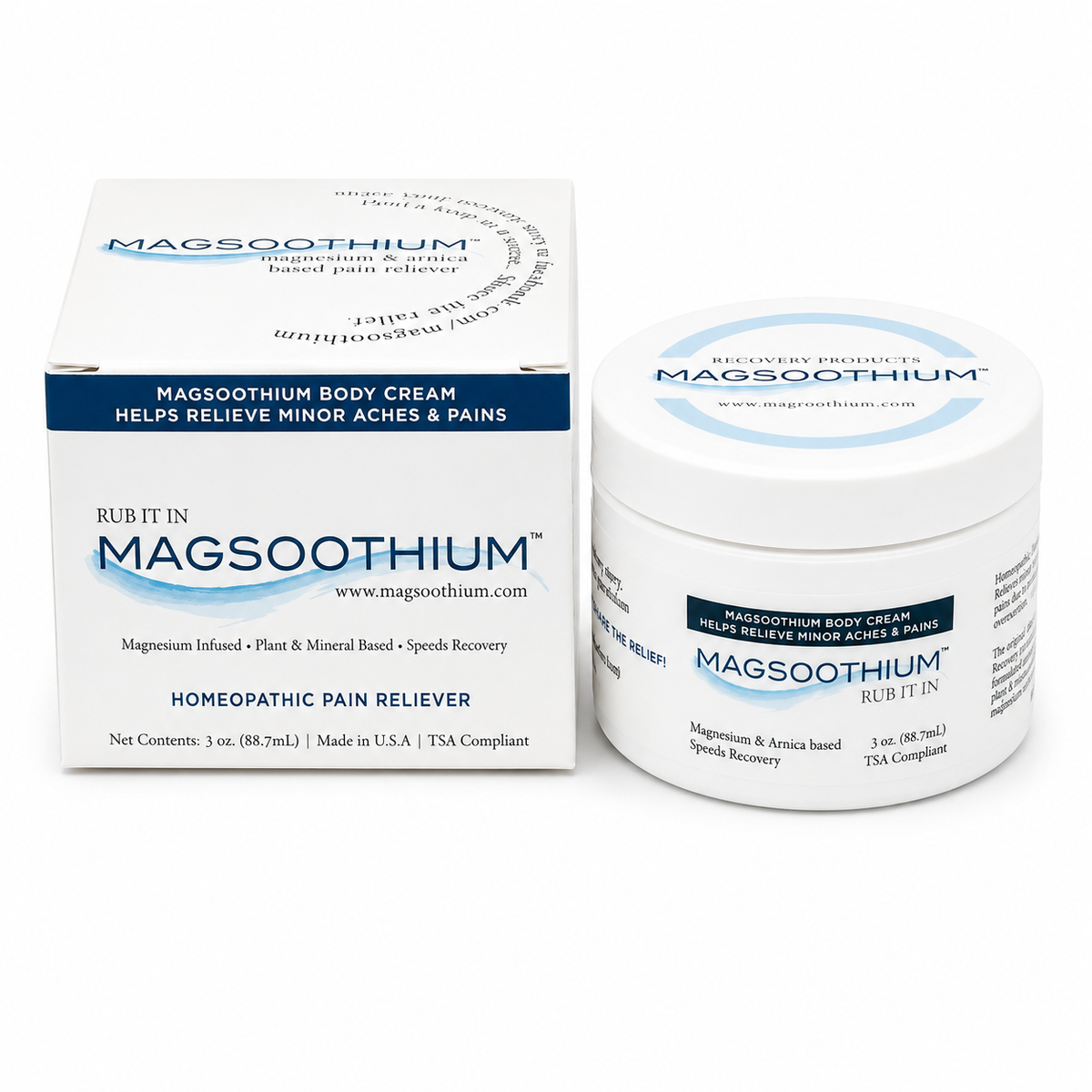 Magsoothium Scent-Free Magnesium & Arnica Massage Cream, 3 oz
