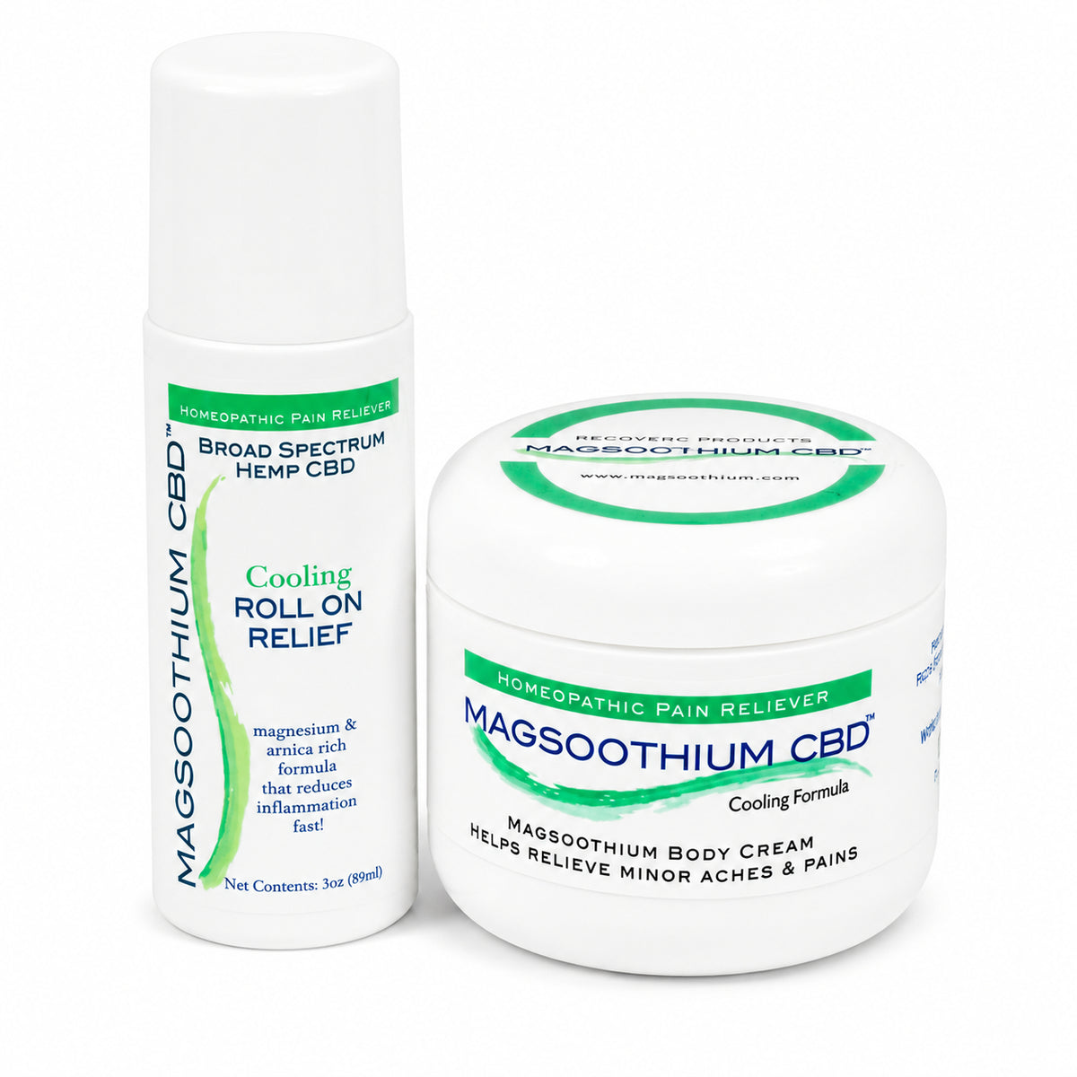 Magsoothium Ultimate CBD Cooling Gift Set, 4 oz Cream + 3 oz Roll-On